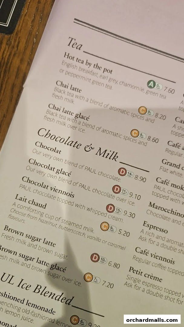 Menu page for PAUL Paragon