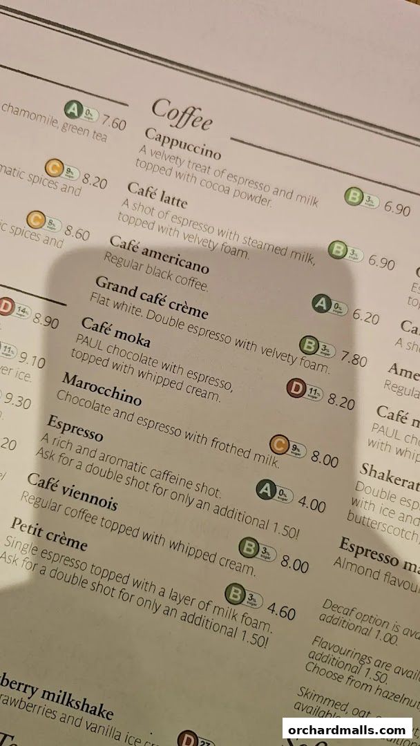 Menu page for PAUL Paragon