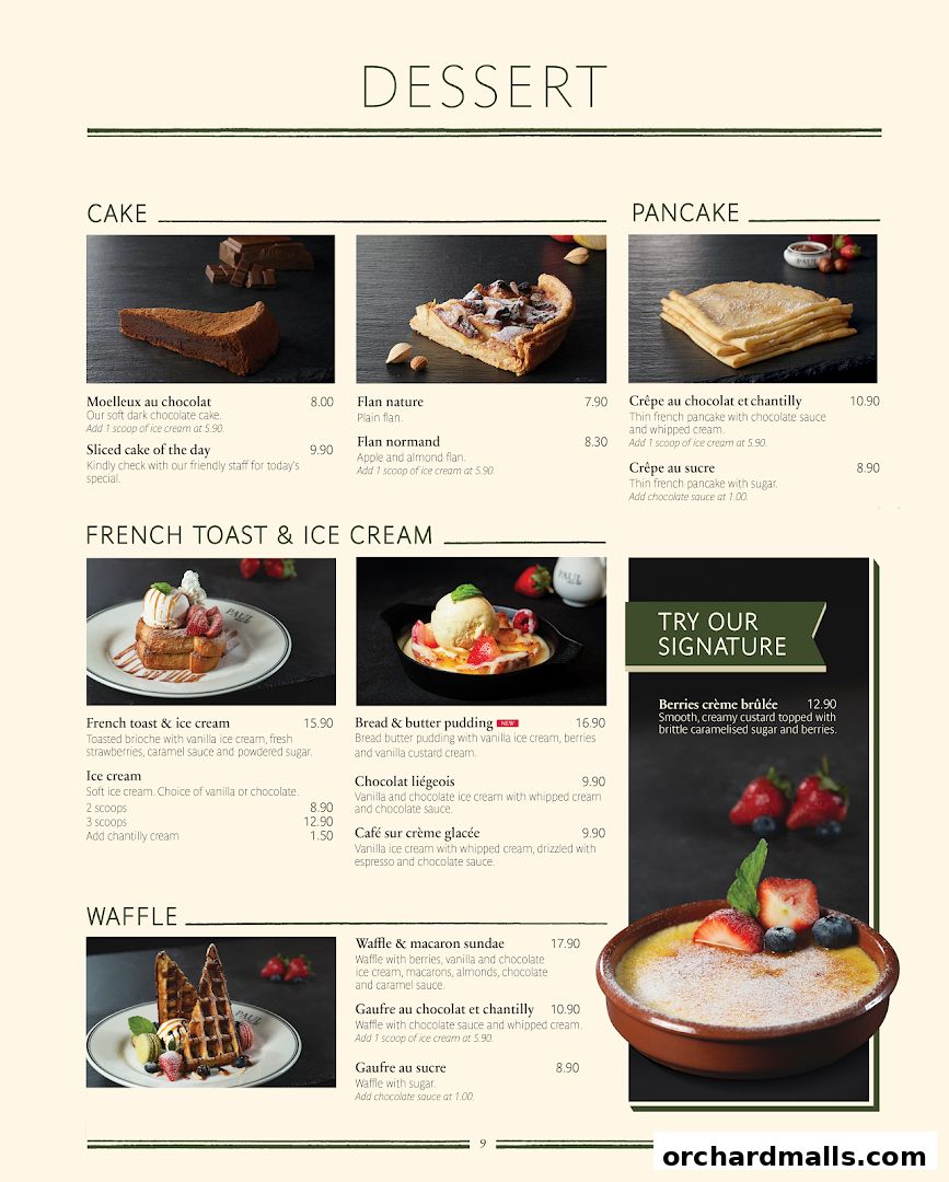 Menu page for PAUL Paragon