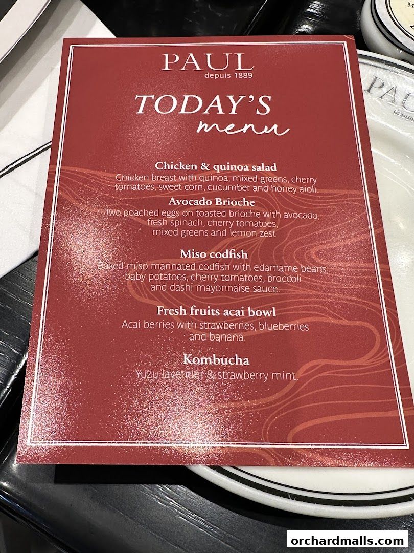 Menu page for PAUL Paragon