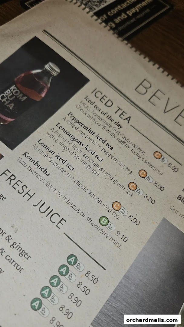 Menu page for PAUL Paragon