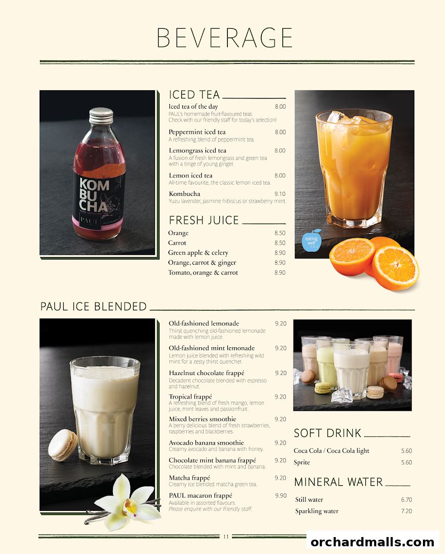 Menu page for PAUL Paragon