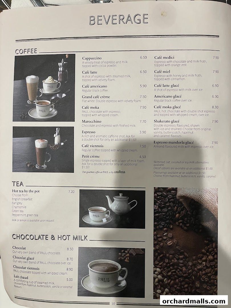 Menu page for PAUL Paragon