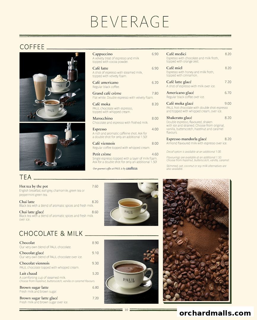 Menu page for PAUL Paragon