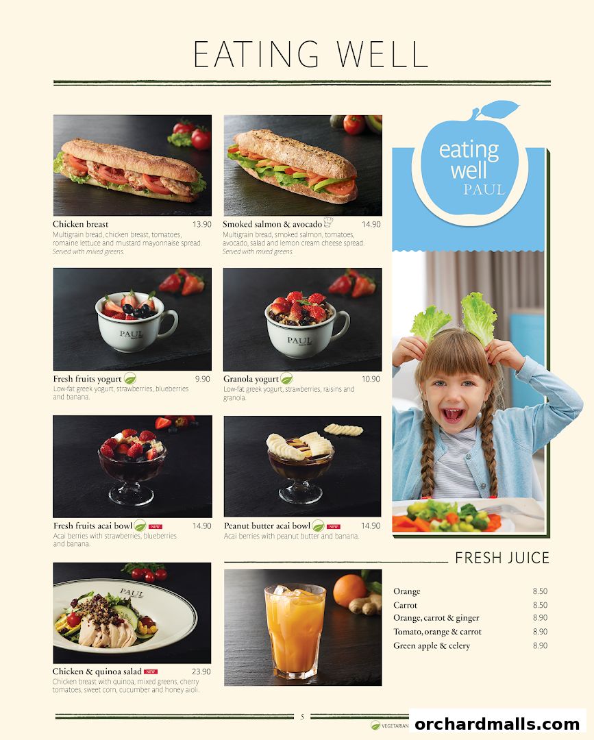 Menu page for PAUL Paragon