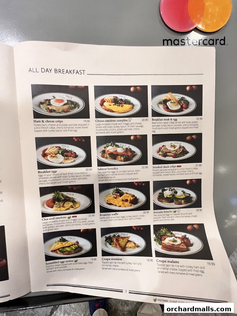 Menu page for PAUL Paragon