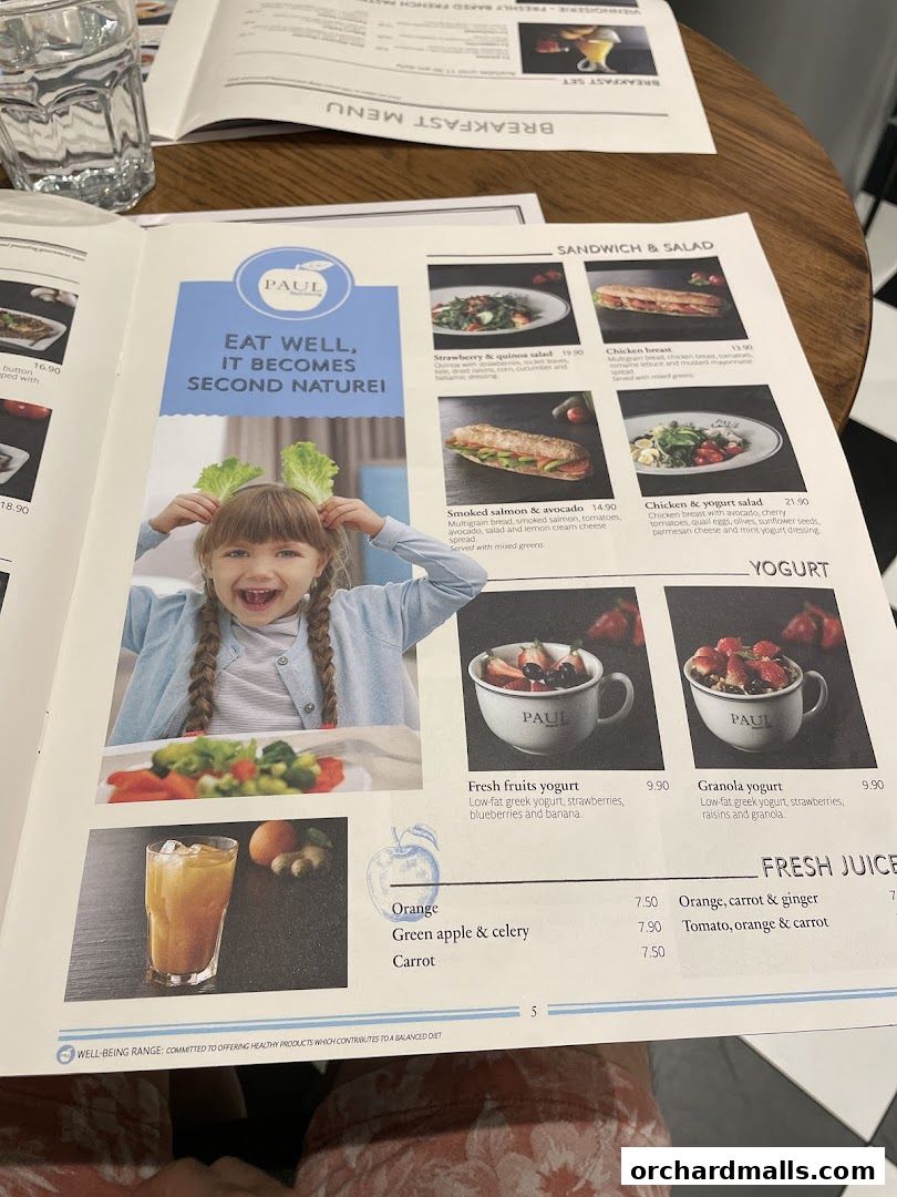 Menu page for PAUL Paragon