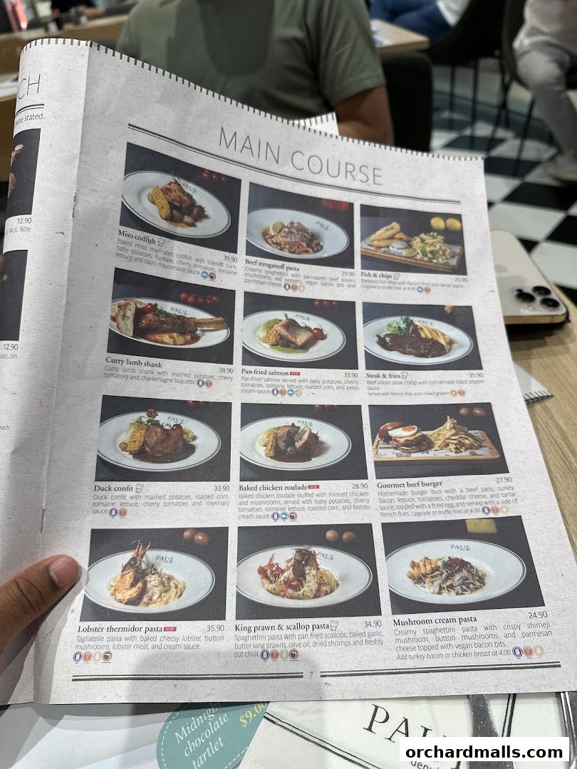 Menu page for PAUL Paragon