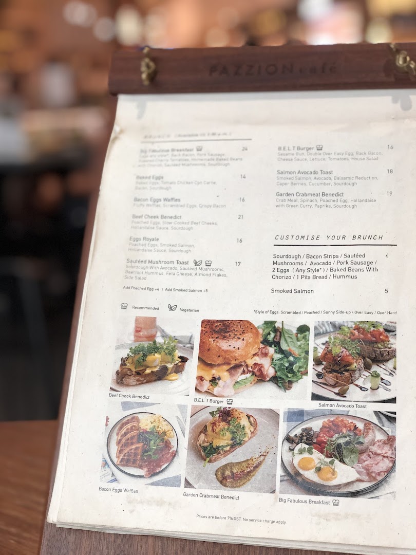 Menu page for Pazzion Café