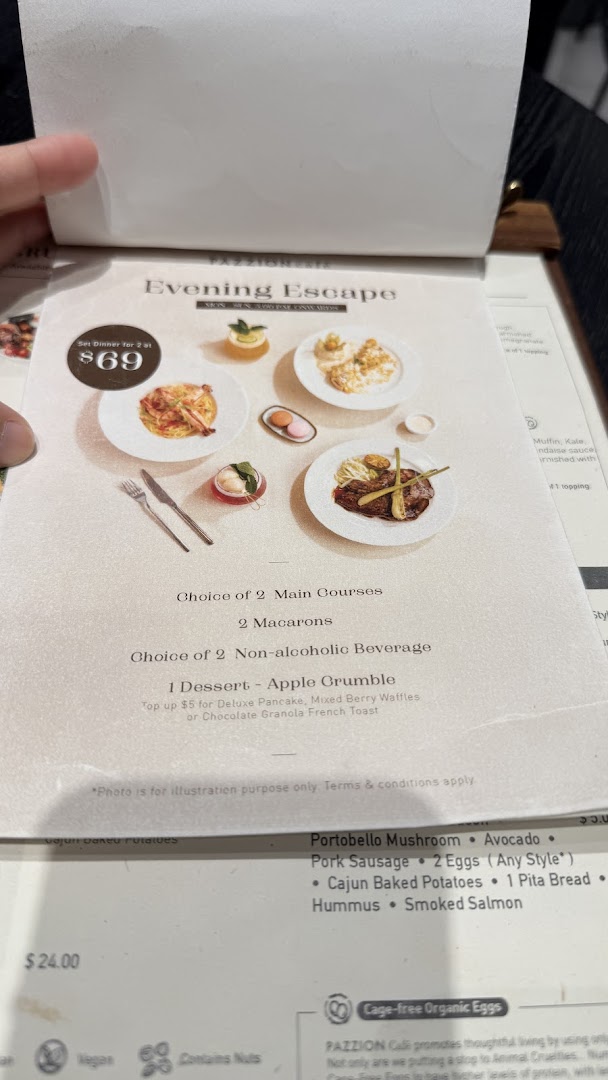 Menu page for Pazzion Café