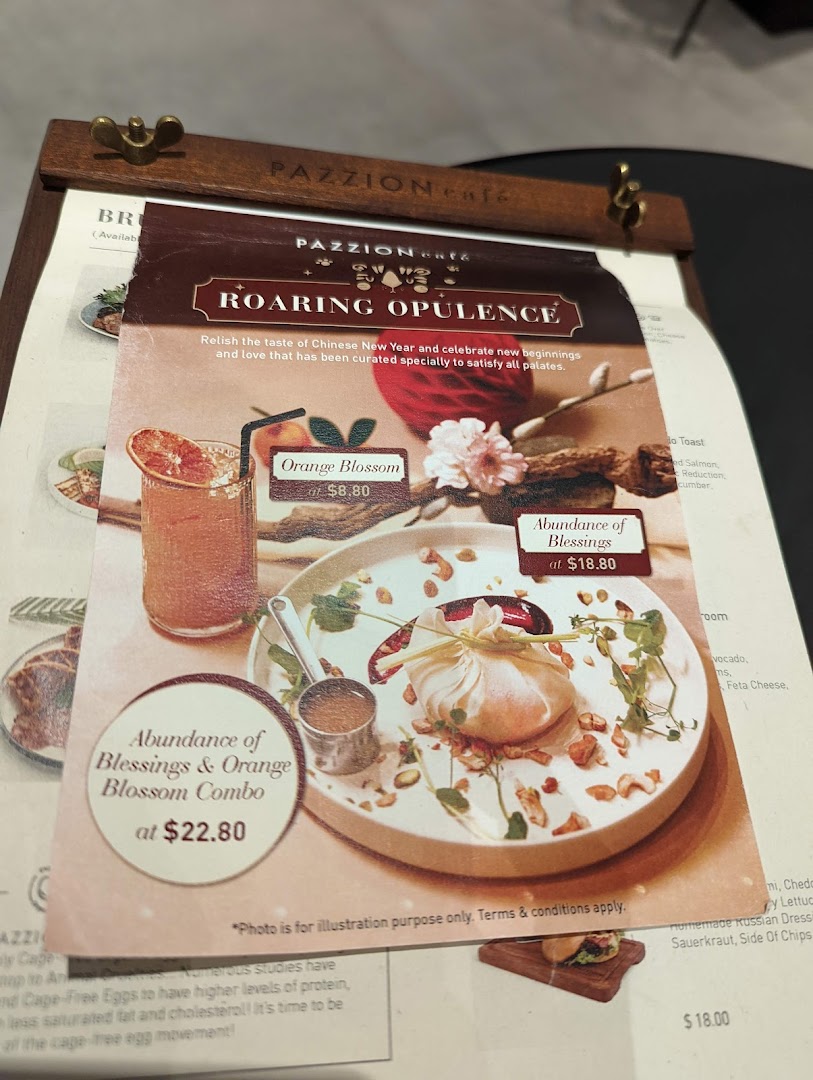 Menu page for Pazzion Café