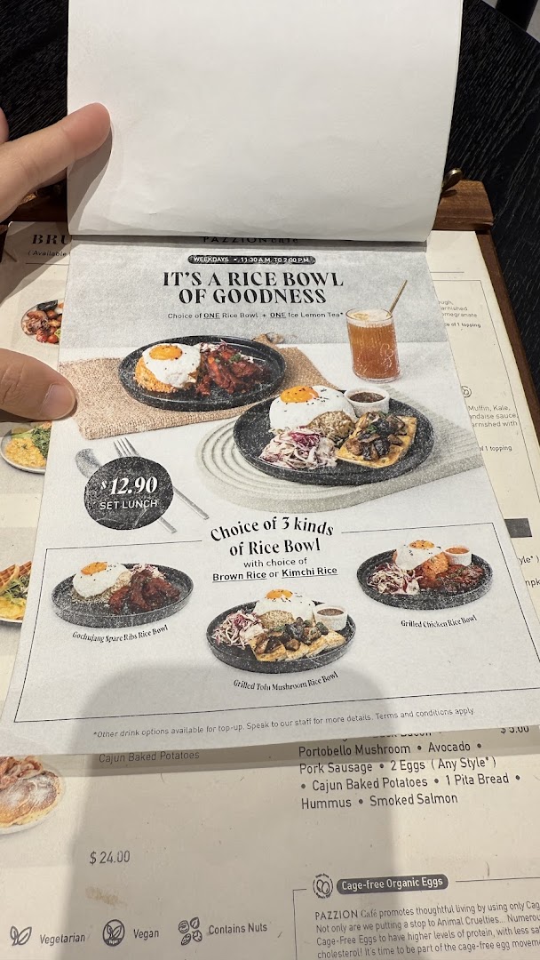 Menu page for Pazzion Café