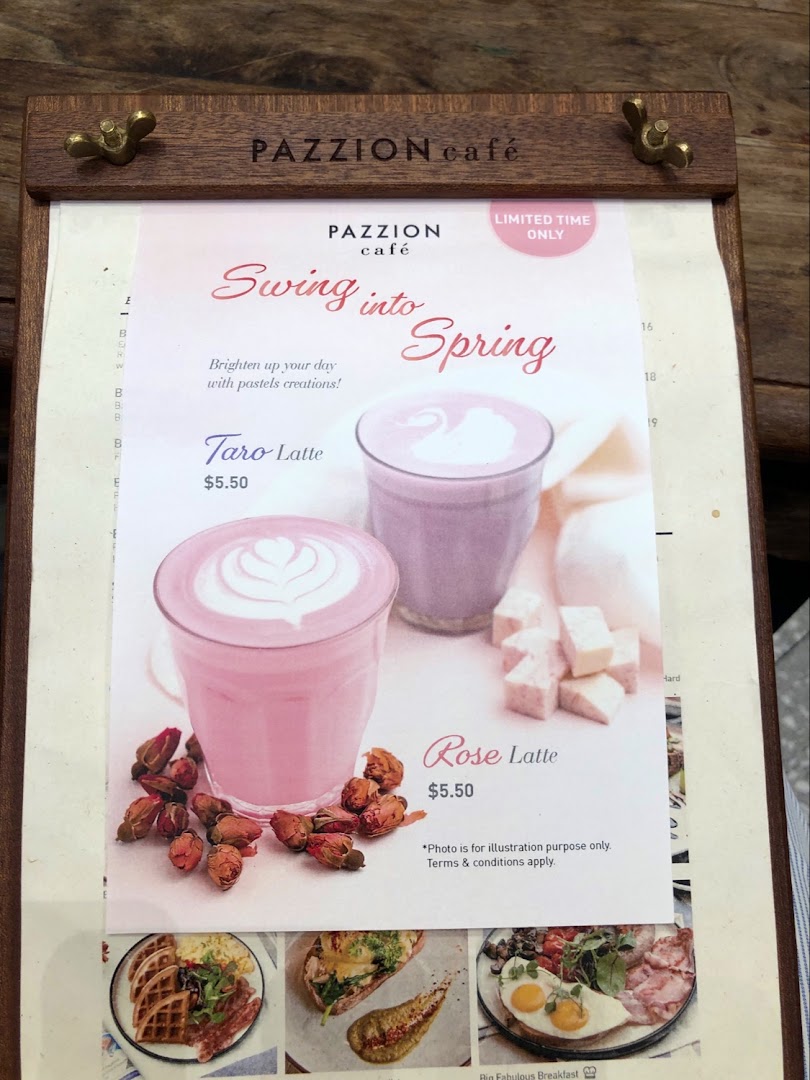 Menu page for Pazzion Café