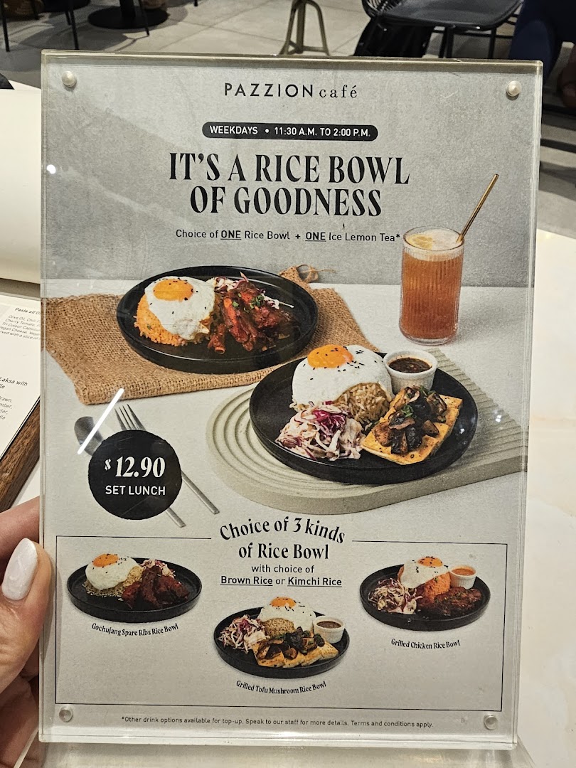 Menu page for Pazzion Café