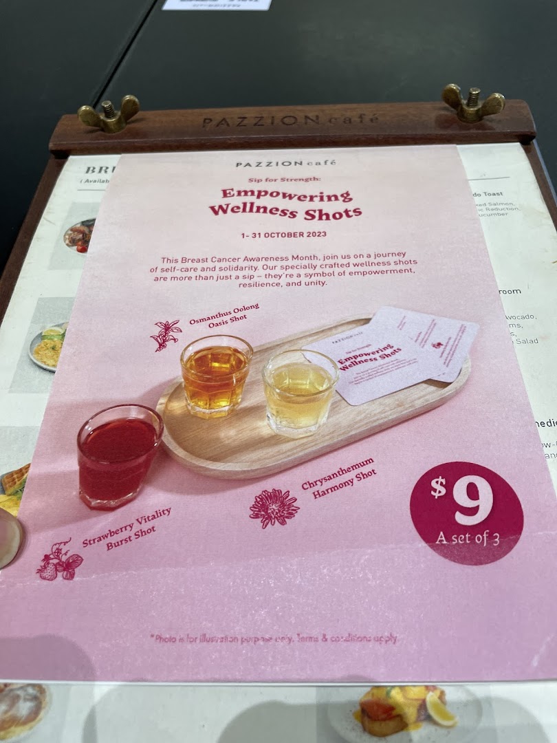 Menu page for Pazzion Café