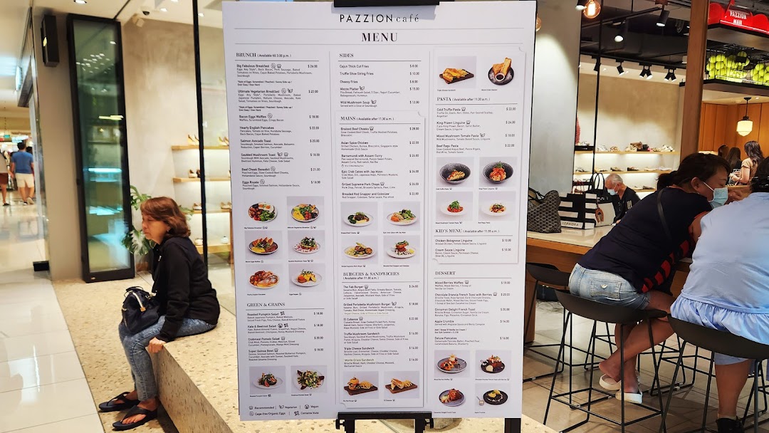 Menu page for Pazzion Café