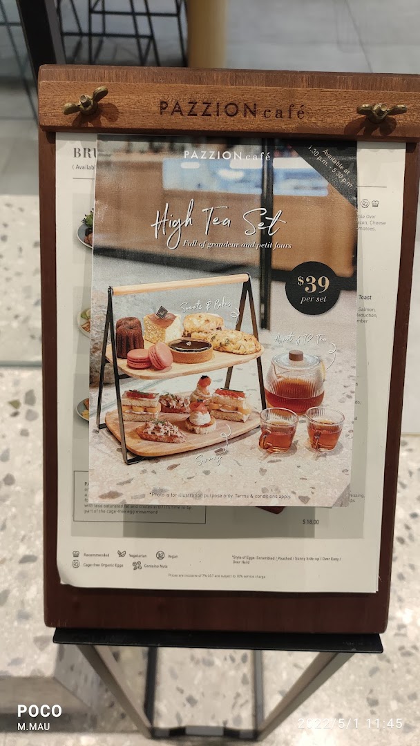 Menu page for Pazzion Café