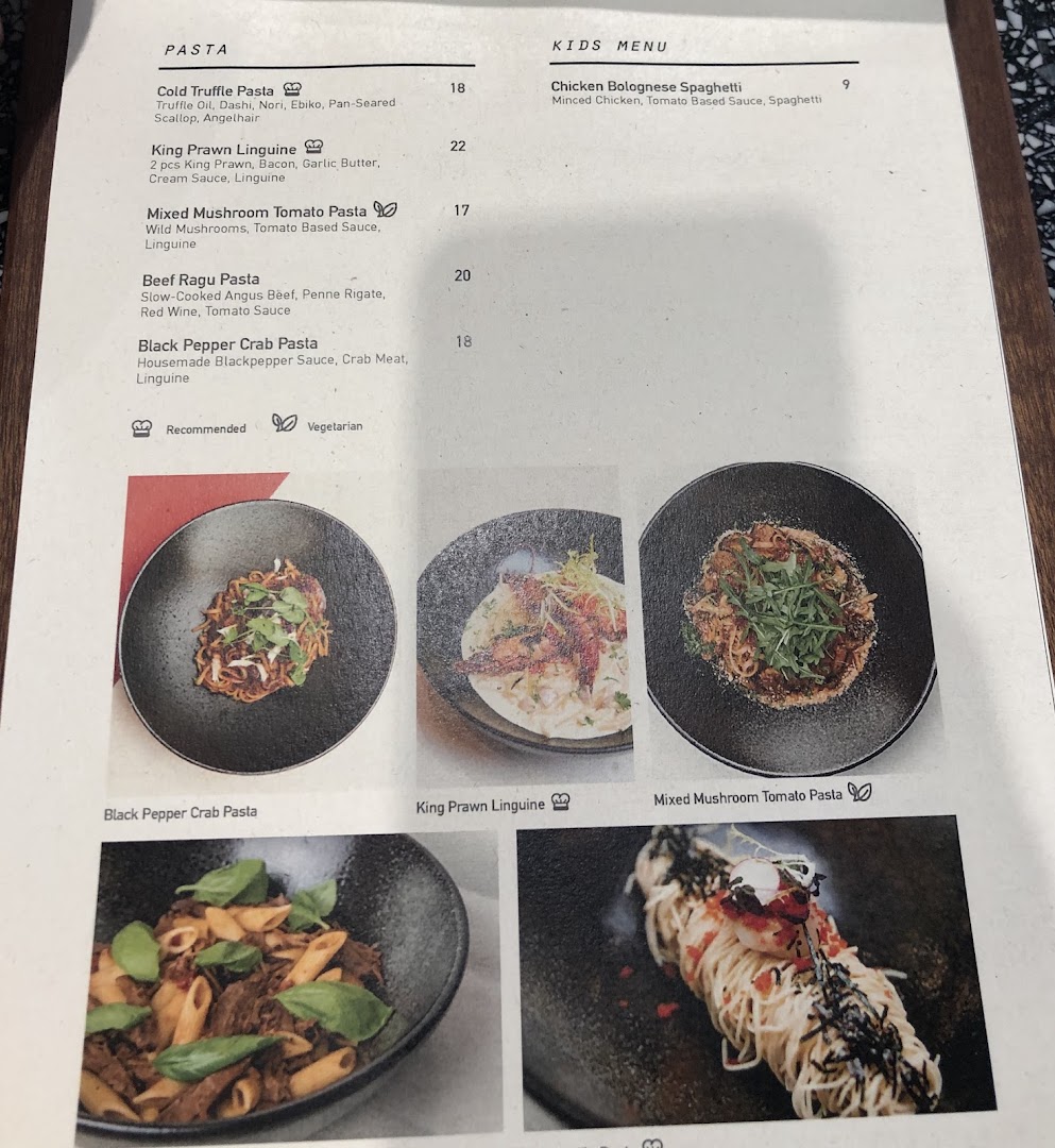 Menu page for Pazzion Café