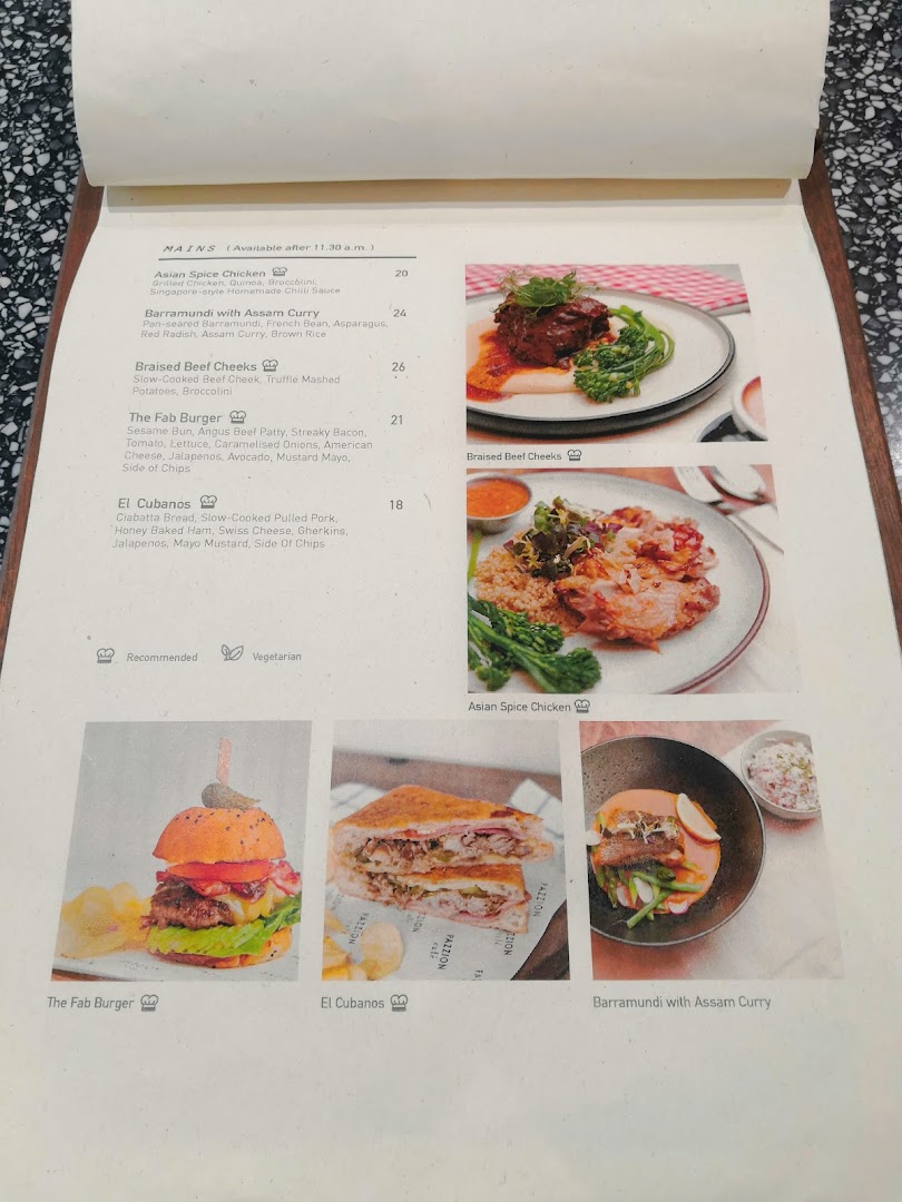 Menu page for Pazzion Café