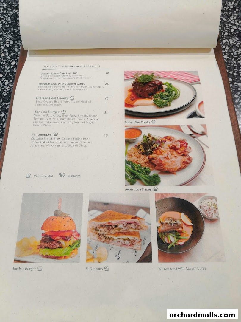 A menu from Pazzion Cafe featuring main courses with descriptions and prices.