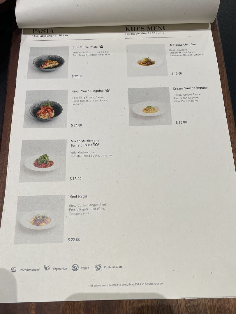 Menu page for Pazzion Café