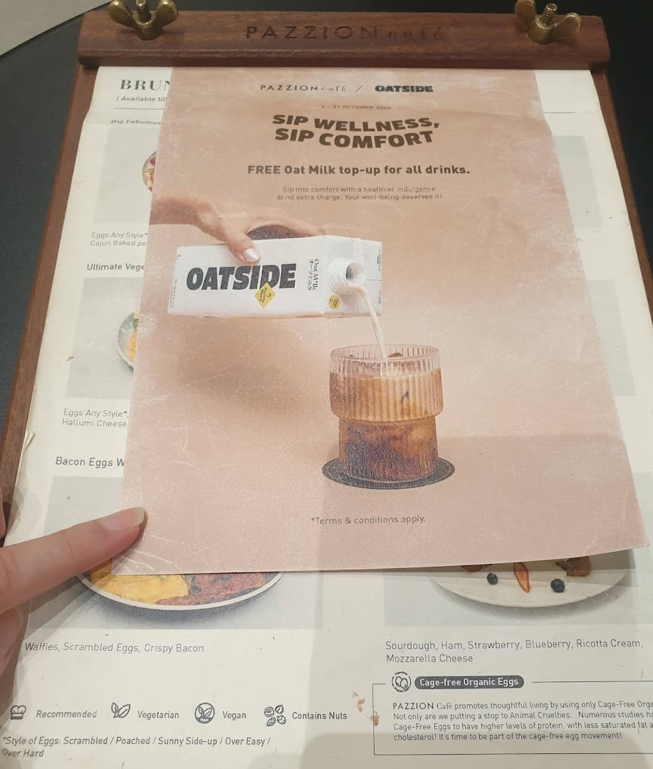 Menu page for Pazzion Café