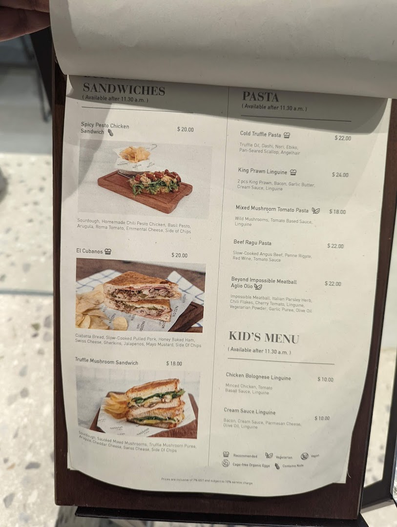 Menu page for Pazzion Café