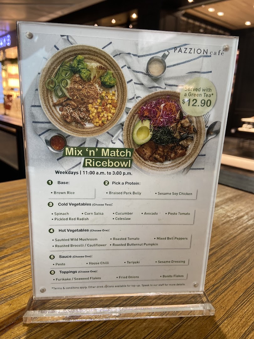 Menu page for Pazzion Café