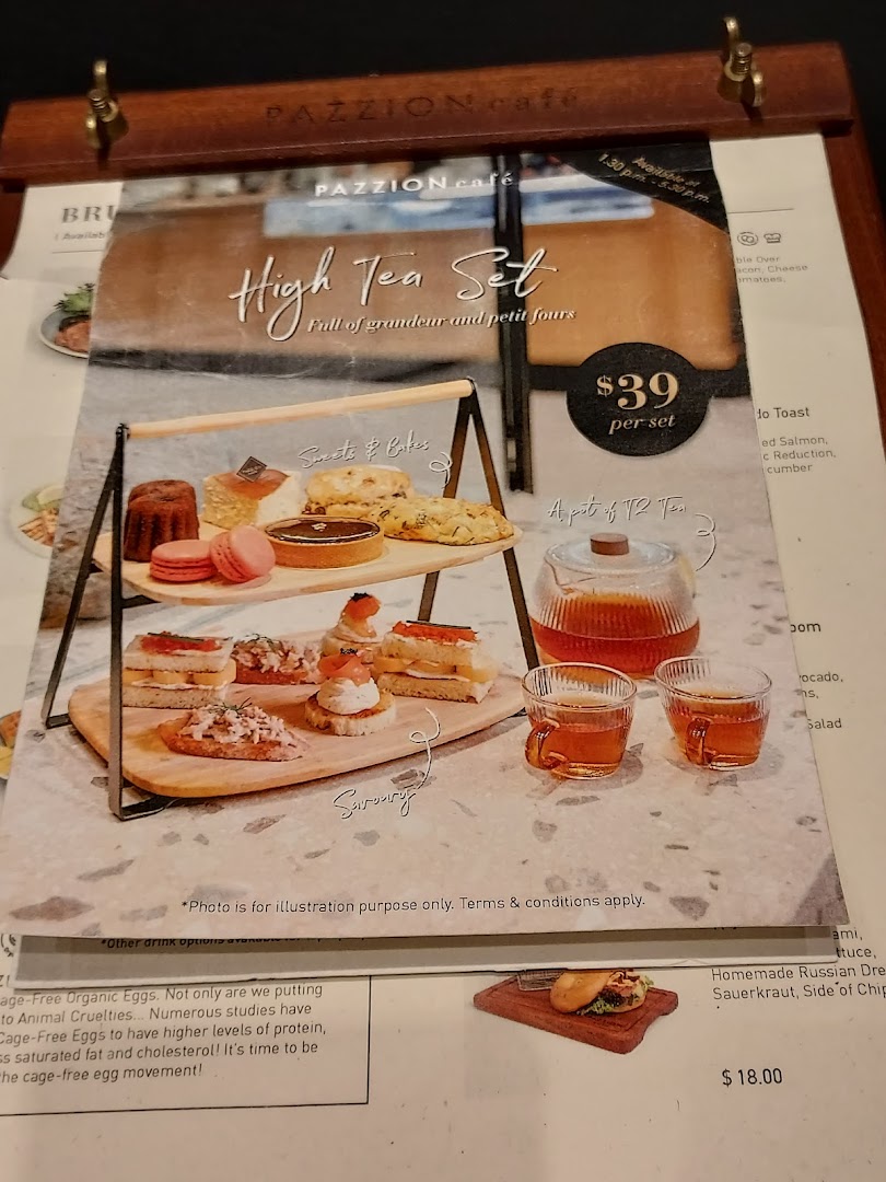 Menu page for Pazzion Café