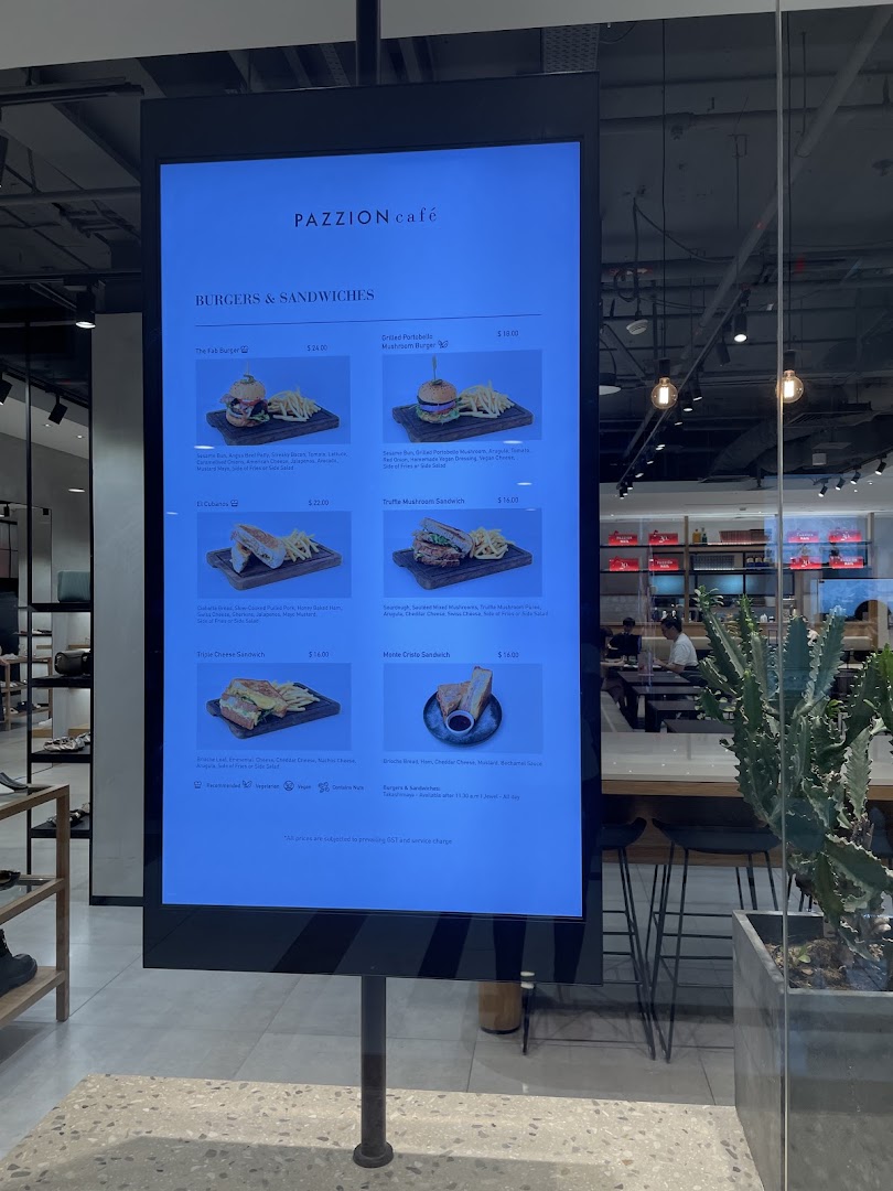 Menu page for PAZZION Takashimaya Shopping Centre