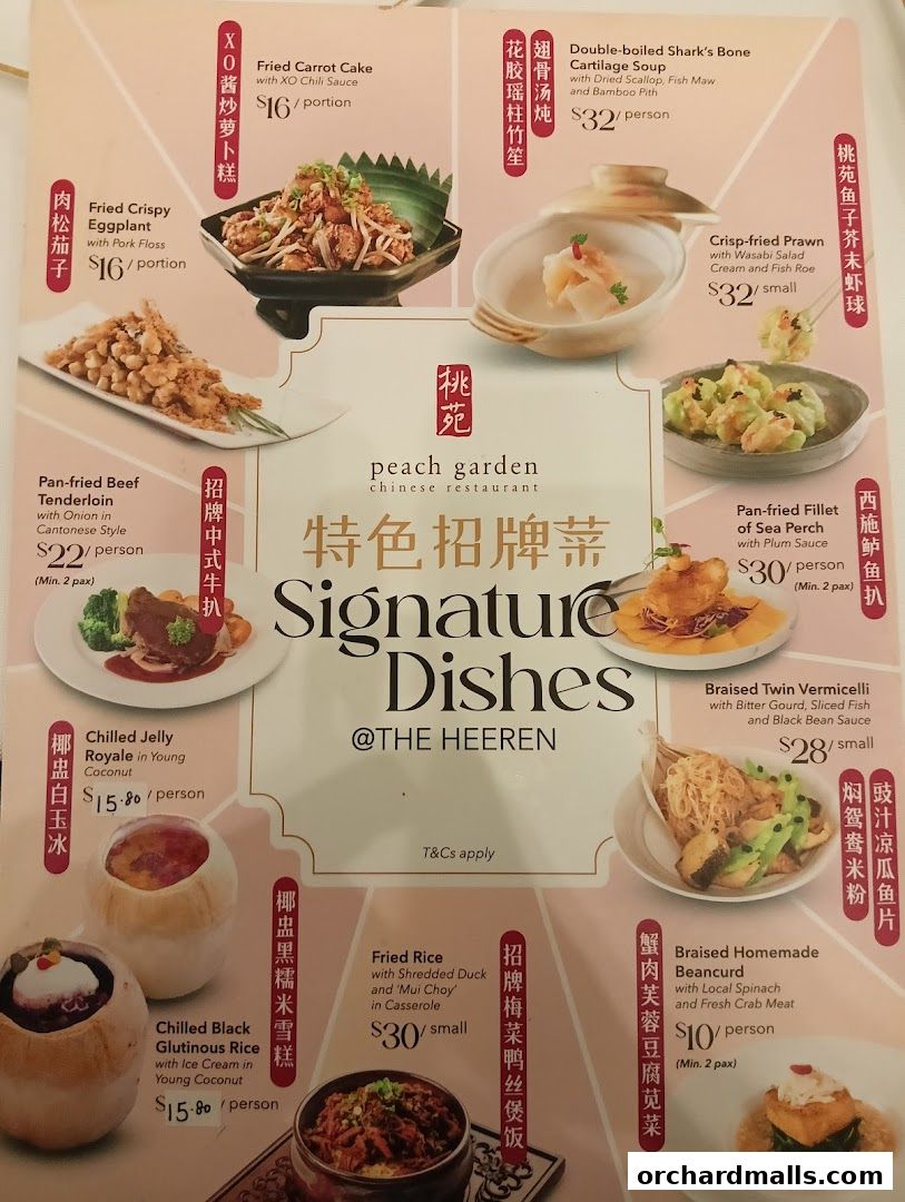 Menu page for Peach Garden  The Heeren