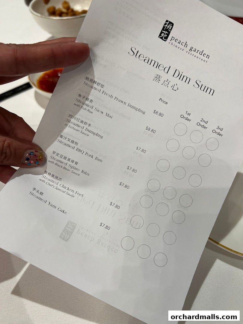 Menu page for Peach Garden  The Heeren