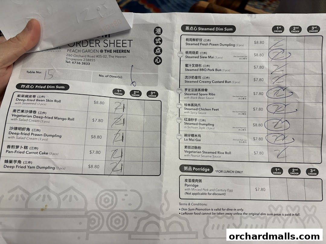 Menu page for Peach Garden  The Heeren