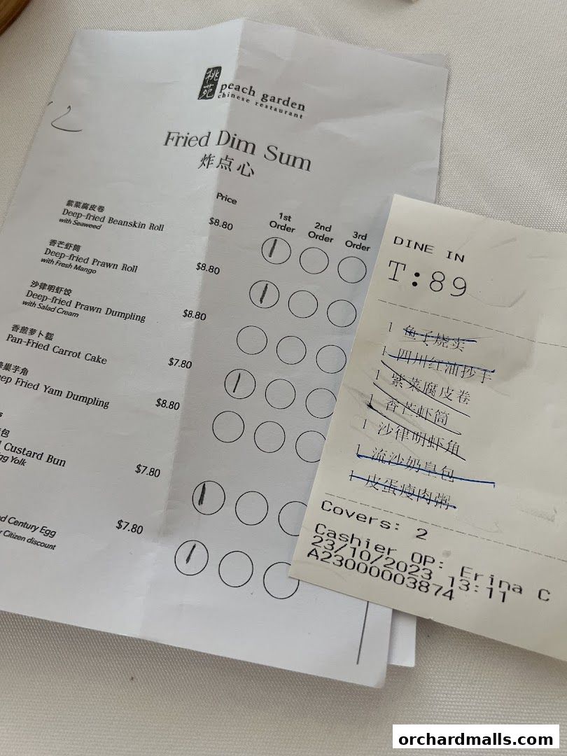 Menu page for Peach Garden  The Heeren