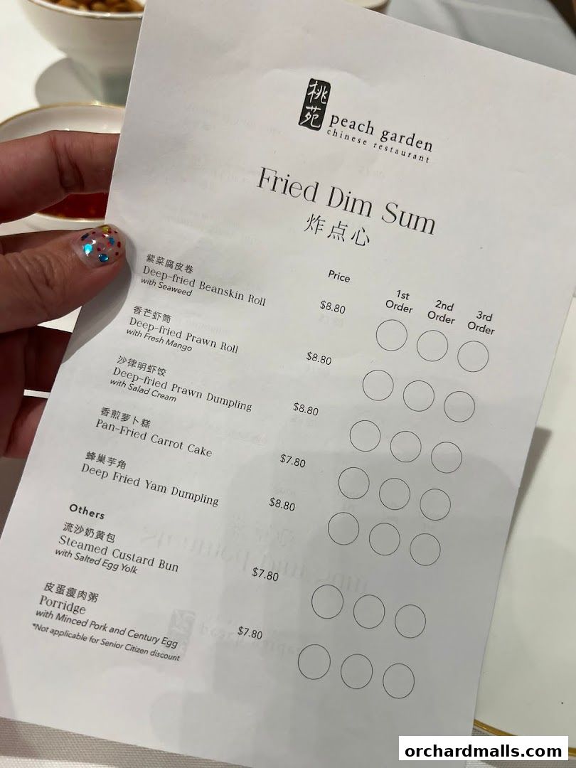 Menu page for Peach Garden  The Heeren