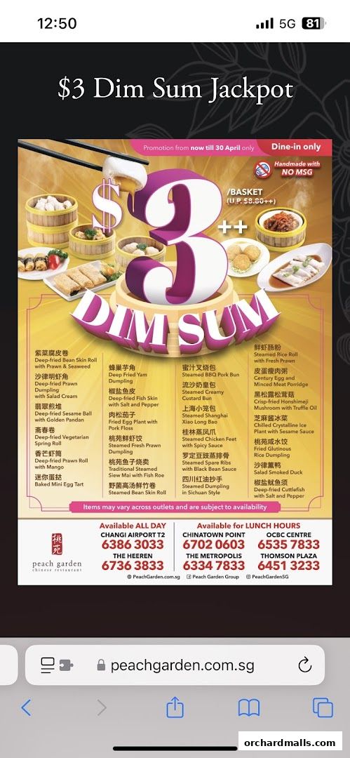 Menu page for Peach Garden  The Heeren