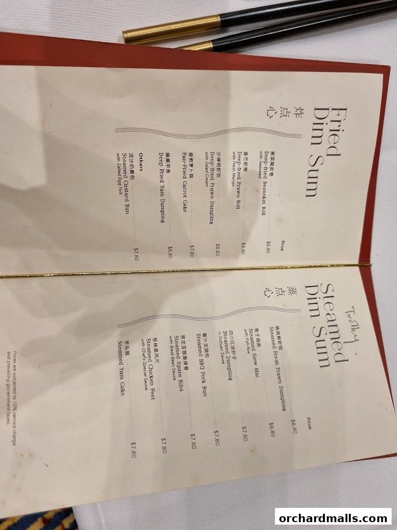 Menu page for Peach Garden  The Heeren