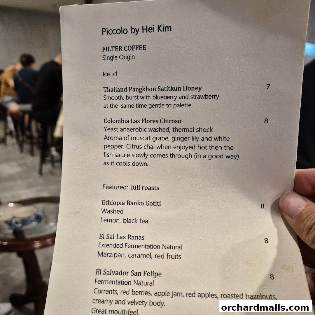 Menu page for Piccolo By Hei Kim