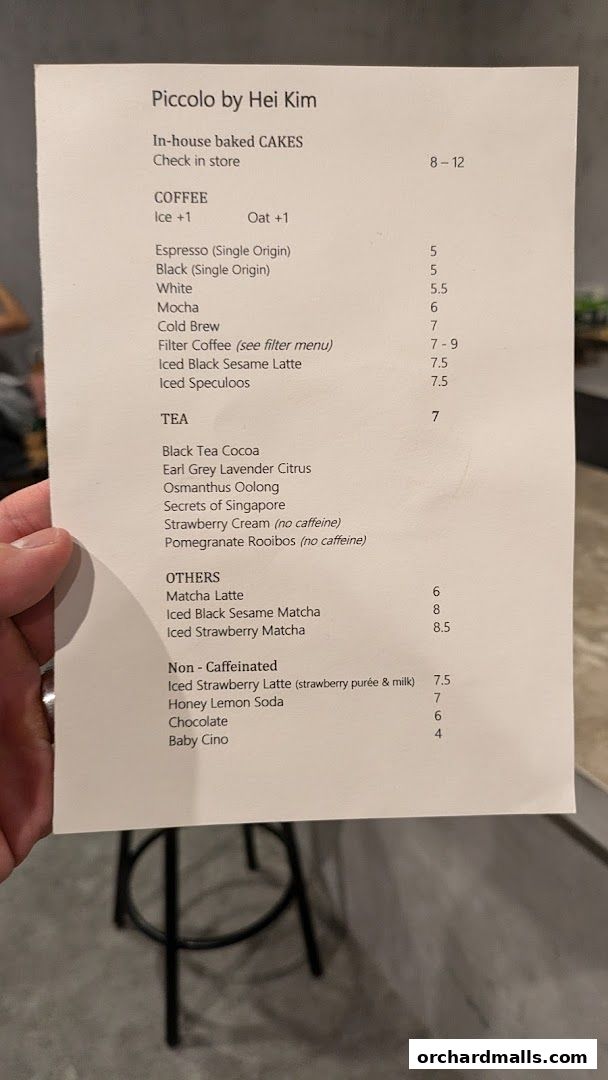 Menu page for Piccolo By Hei Kim