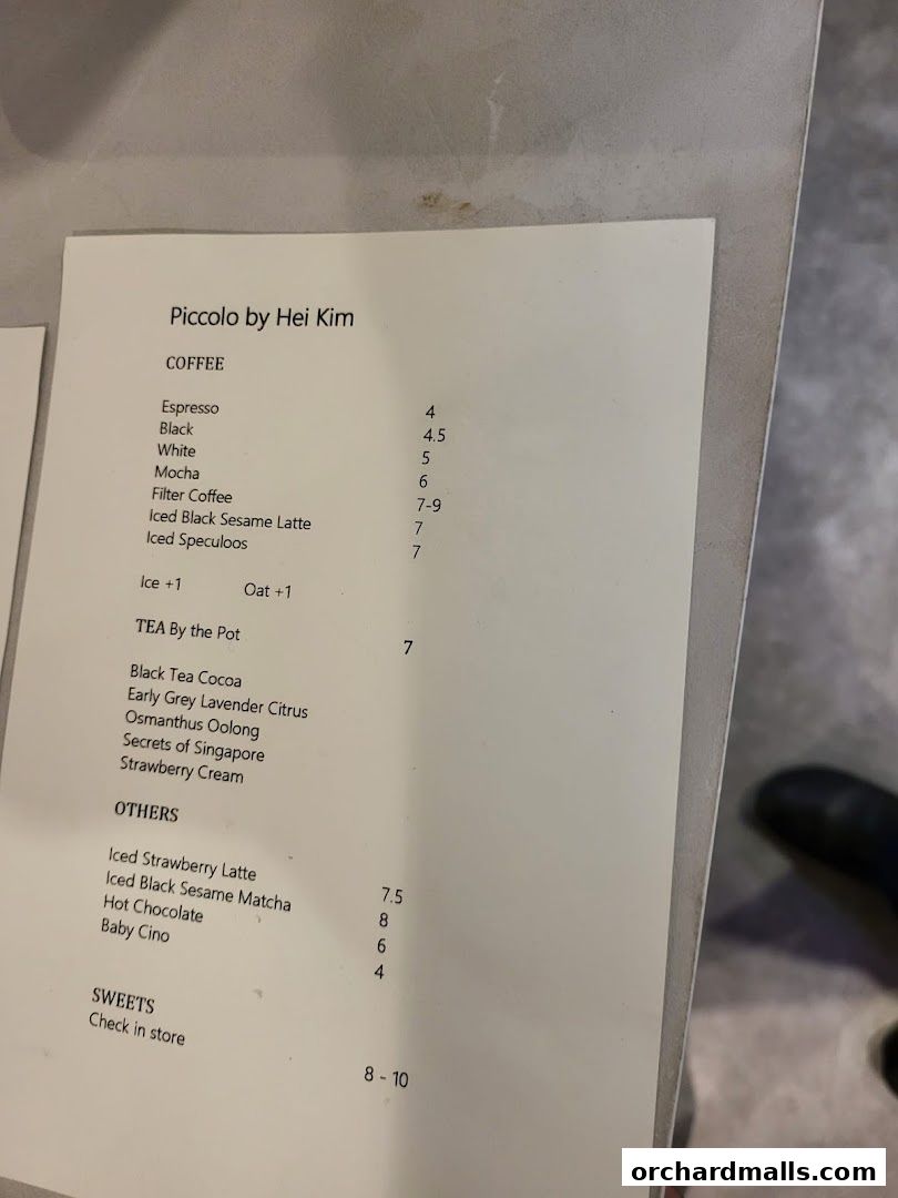 Menu page for Piccolo By Hei Kim