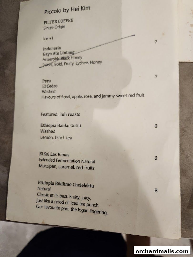 Menu page for Piccolo By Hei Kim