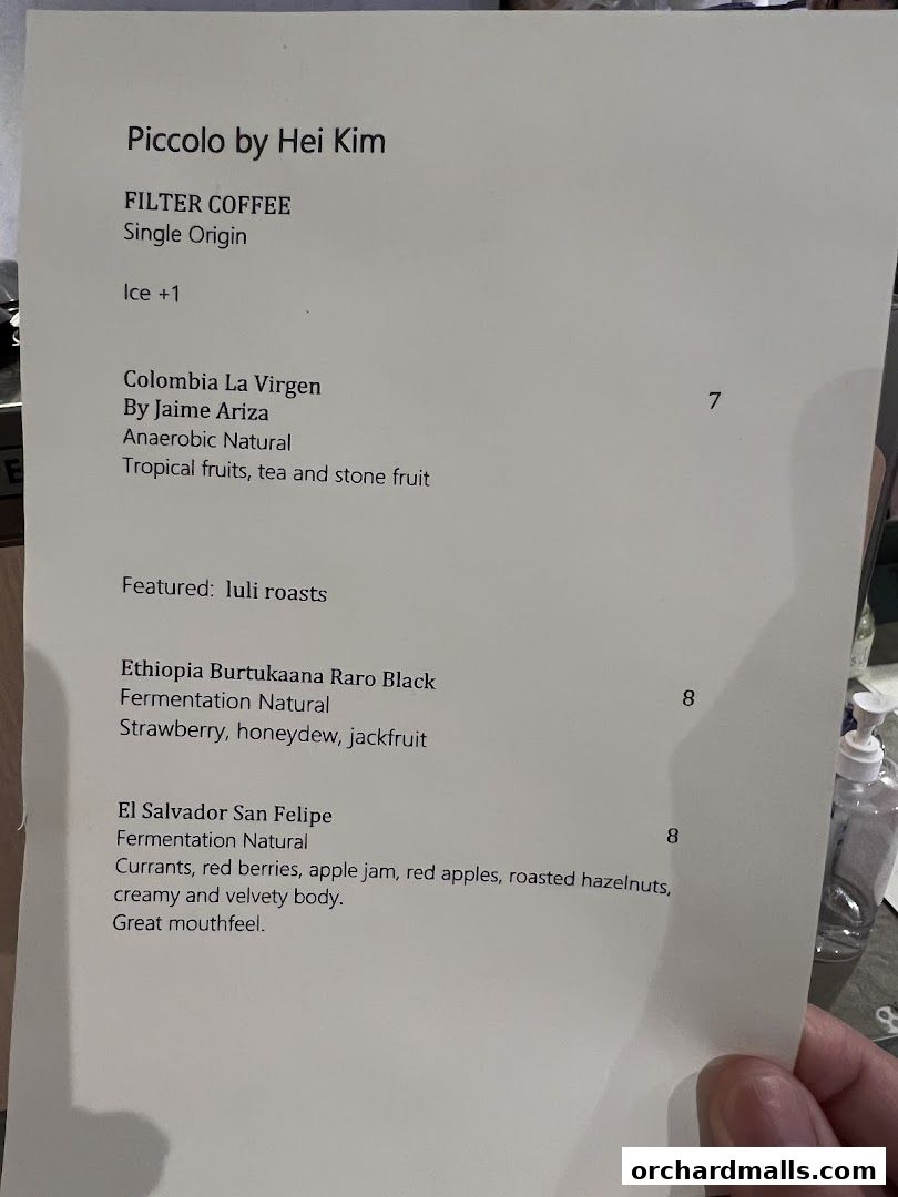 Menu page for Piccolo By Hei Kim