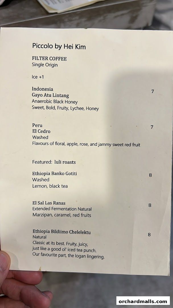 Menu page for Piccolo By Hei Kim