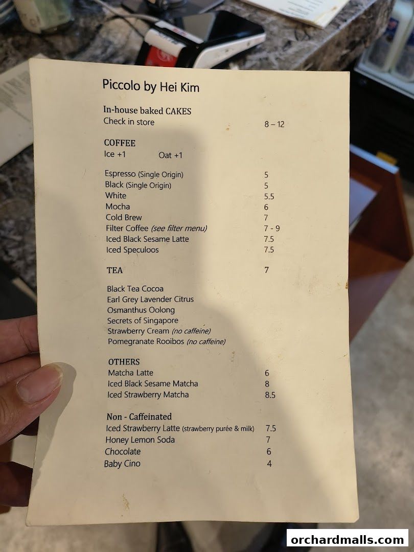 Menu page for Piccolo By Hei Kim