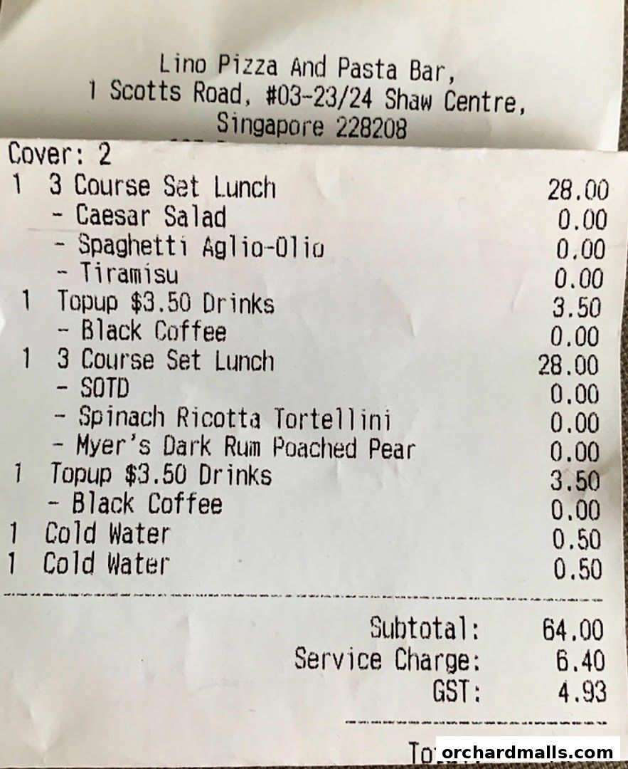 Menu page for Picolino Orchard