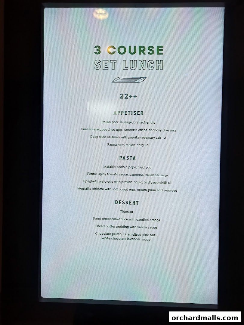 Menu page for Picolino Orchard