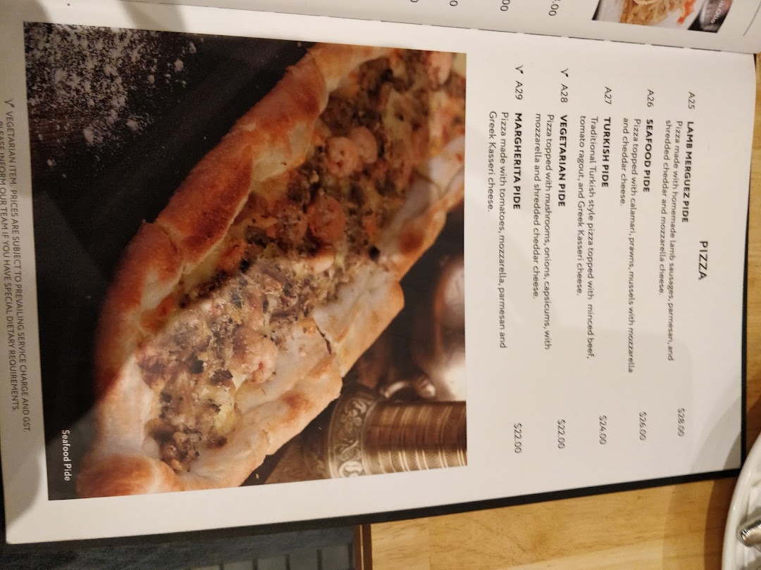 Menu page for Pistachio Middle Eastern  Mediterranean Grill