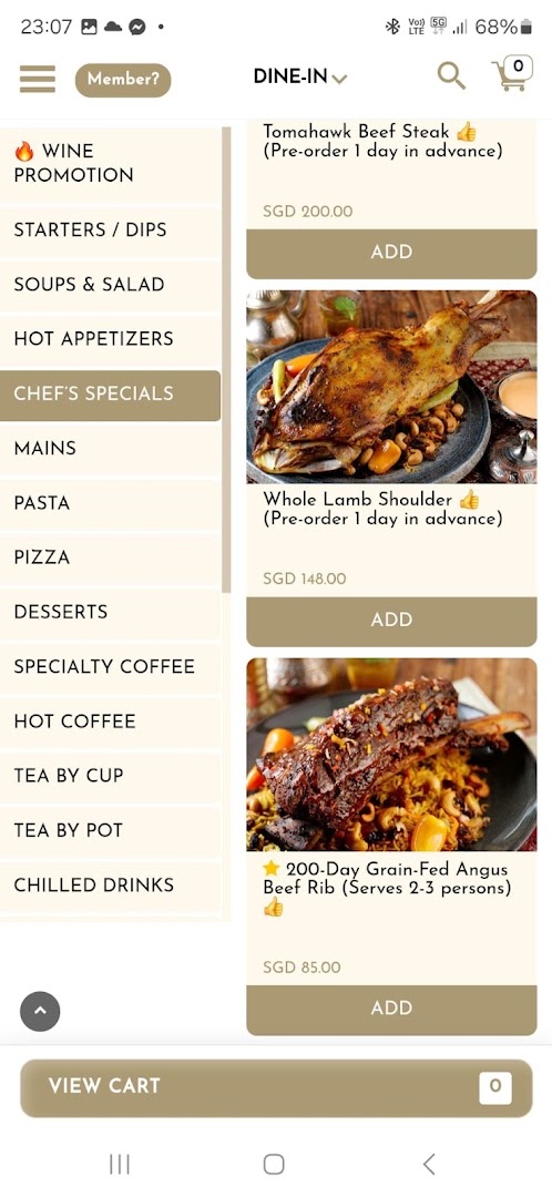 Menu page for Pistachio Middle Eastern  Mediterranean Grill