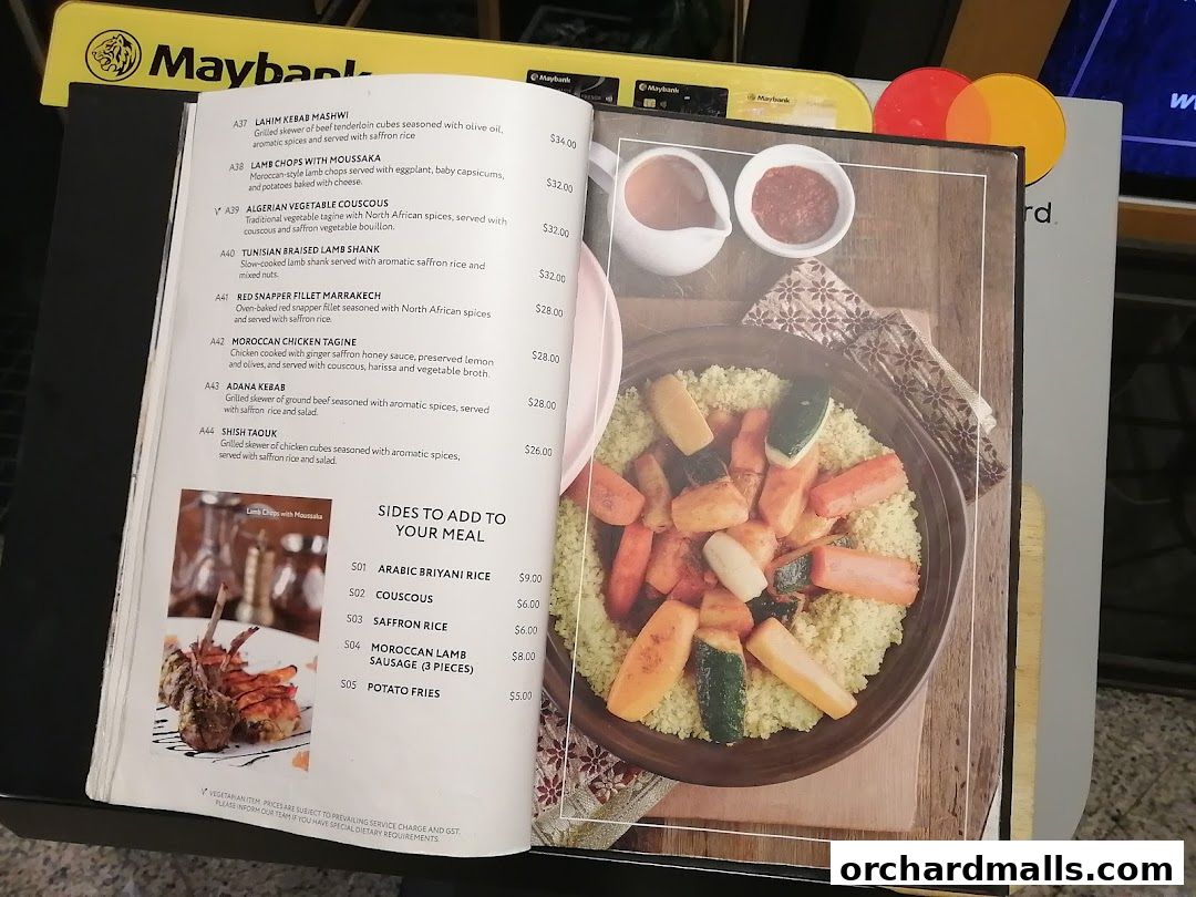 A menu from Pistachio Middle Eastern Mediterranean Grill with food images and descriptions.