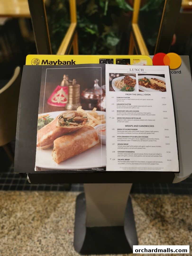 A menu for Pistachio Middle Eastern Mediterranean Grill featuring lunch options.